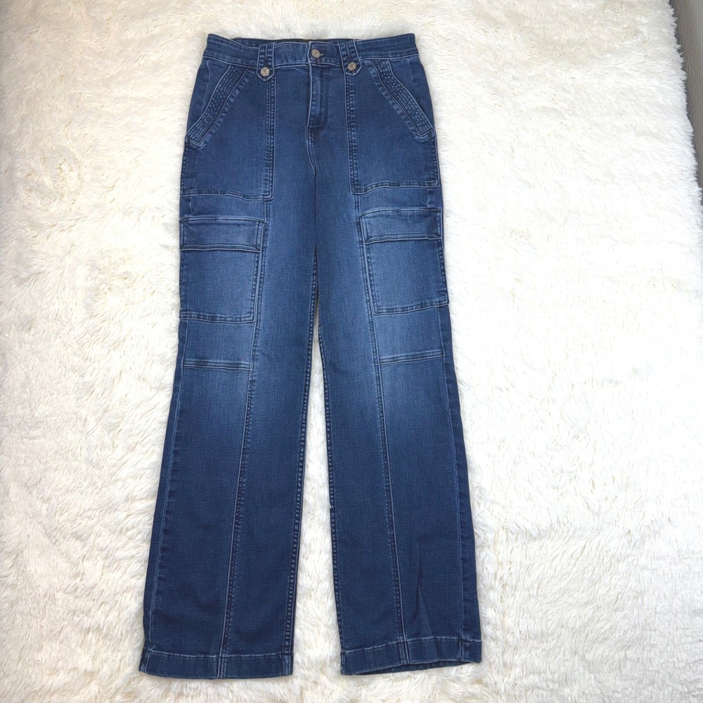 White House Black Market Trouser Cargo Jeans Womens 10 Extra High Rise Wide